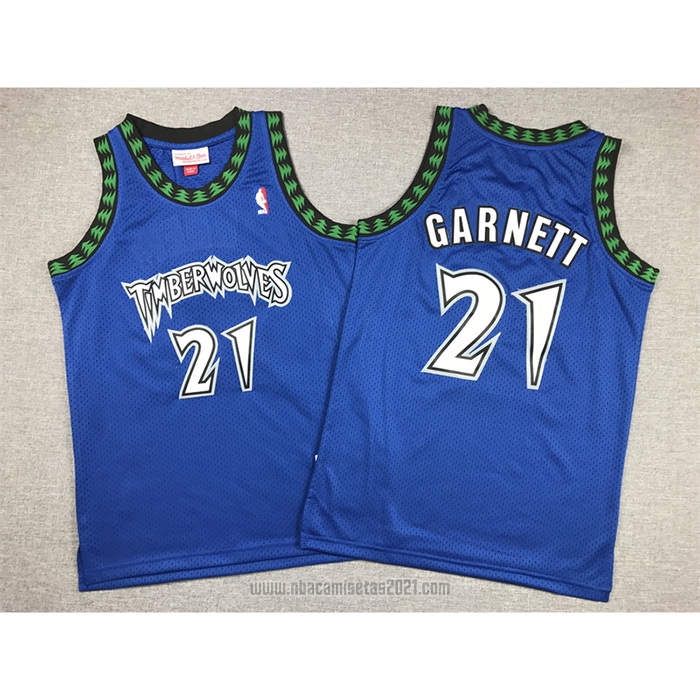 Camiseta Nino Minnesota Timberwolves Kevin Garnett #21 Hardwood Classics Throwback 2003-04 Azul